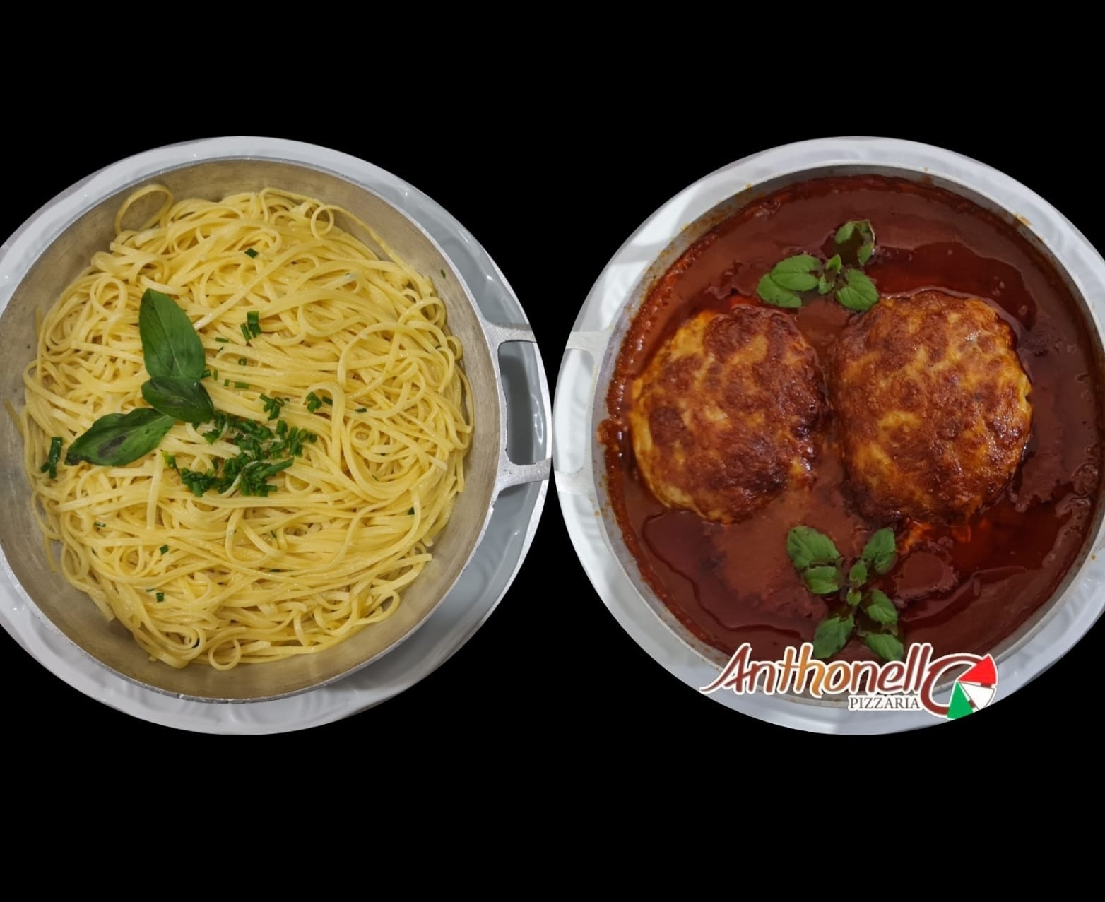 Mignon a Parmegiana com Fettuccine 