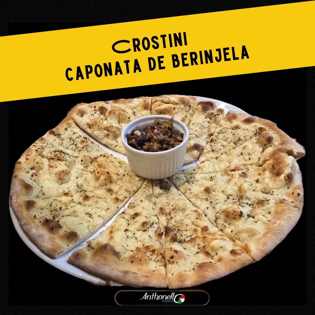 Crostini - Casquinha com caponata de berinjela